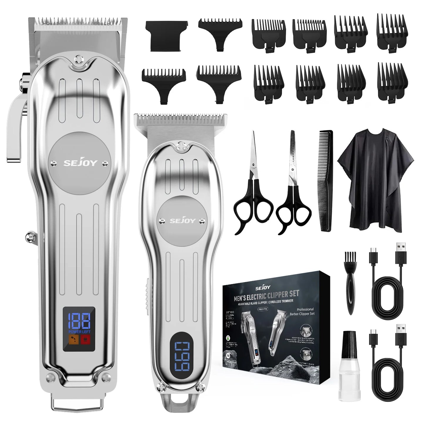 Sejoy Professional Hair Clipper Set For Men Cordless Rechargeable