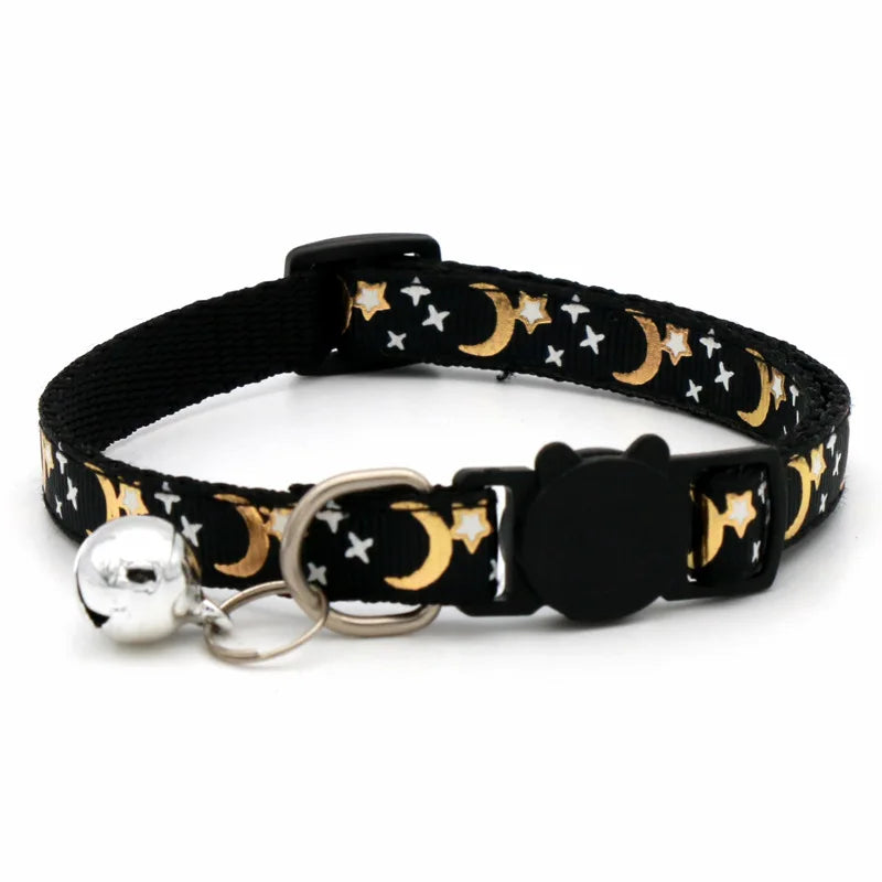 Cat Collar With Bell Cartoon Star Moon Adjustable Safety Necklace