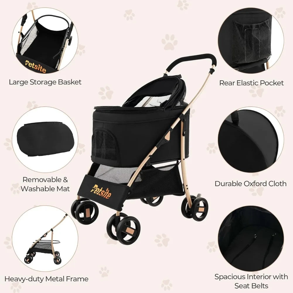 TIFICY 3-In-1 Pet Stroller With Removable Car Seat Carrier