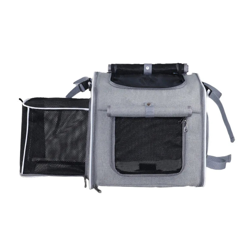 Dog or Cat Bike Basket Expandable Foldable Soft Sided Pet Carrier Backpack with 4 Open Doors, Foldable Dog Cat Bike Carrier