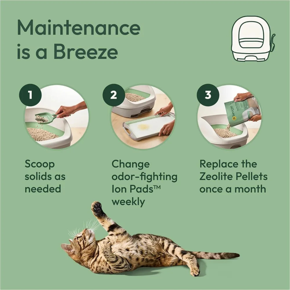 Hooded Litter Box System Breeze Starter Kit Pellets And Pads