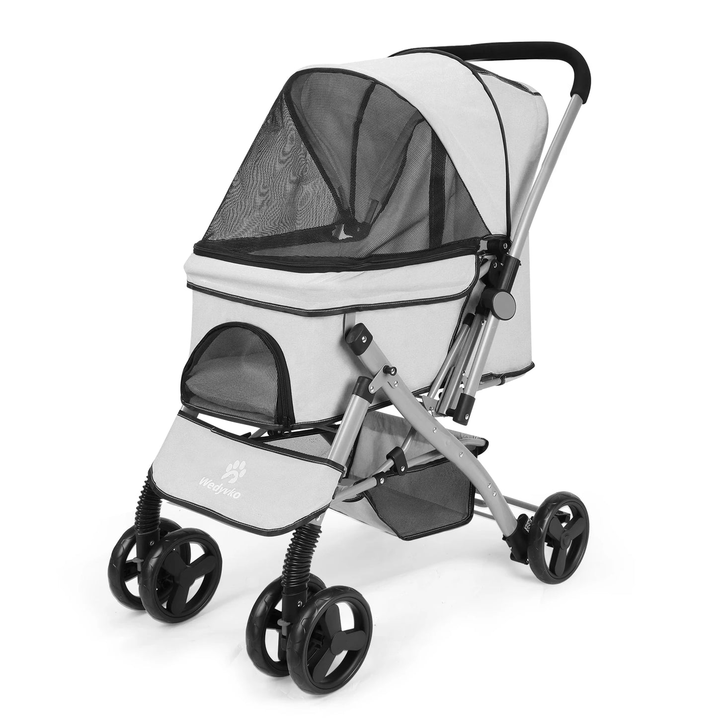 Foldable Cat Dog Stroller Detachable Easy Assembly Pet Travel Carrier W/Shock Absorption Folding Resistant to dirt