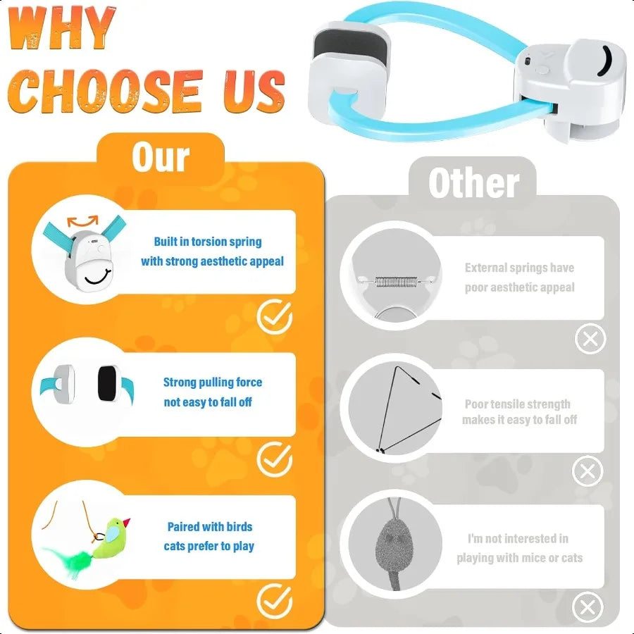 Interactive Indoor Cat Wand Toy Flying Bird Feather Enrichment