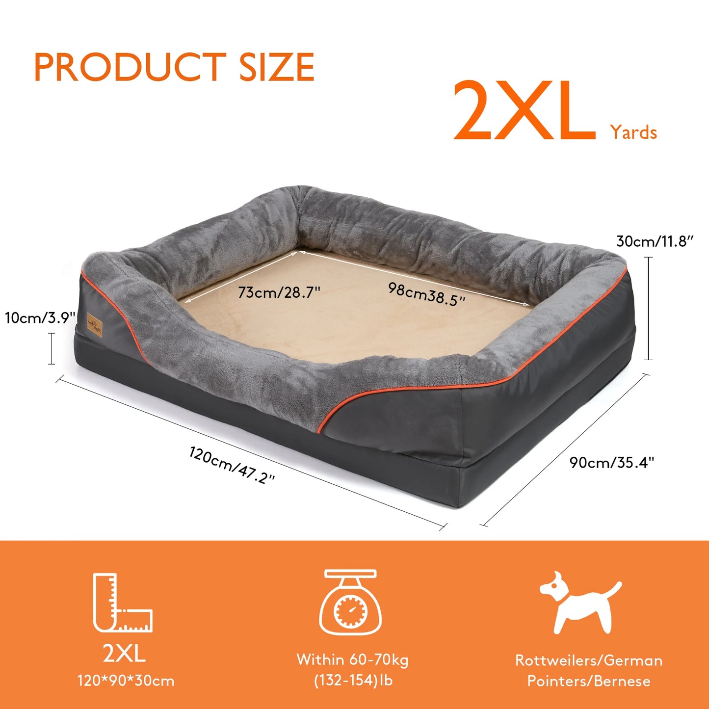 BINGOPAW Orthopedic Memory Foam Dog Bed Bolstered Cushion