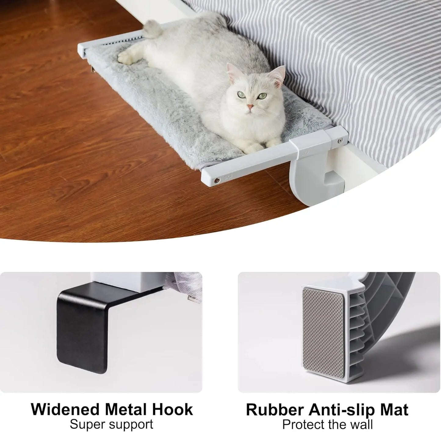 MEWOOFUN Cat Window Bed With Adjustable Cushion 18kg Capacity