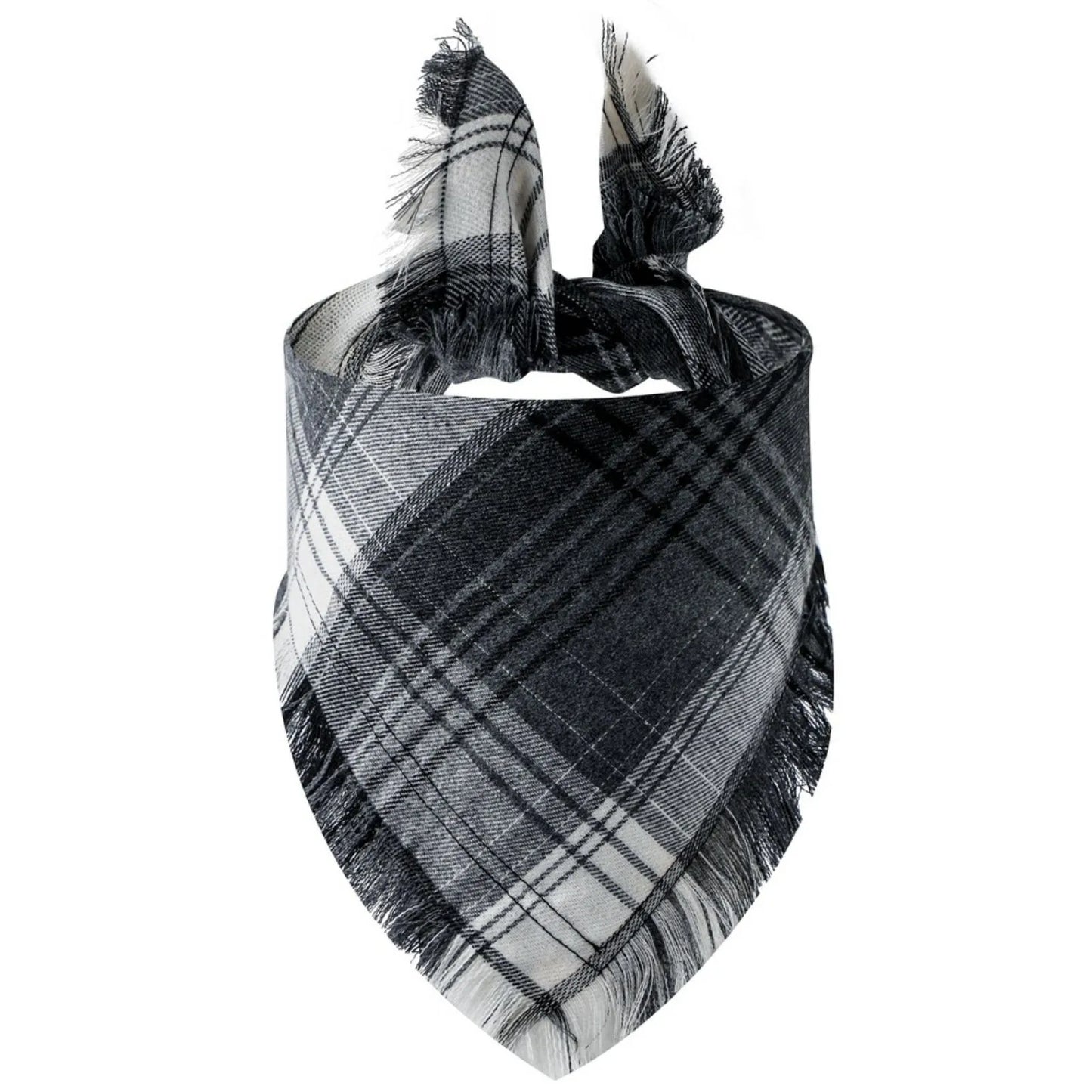 Trendy Pet Dog Bandana with Tassels Edges Classic Plaid Scarf Funny Dog Apparel Accessories Christmas Party Dress-Up Photo Prop
