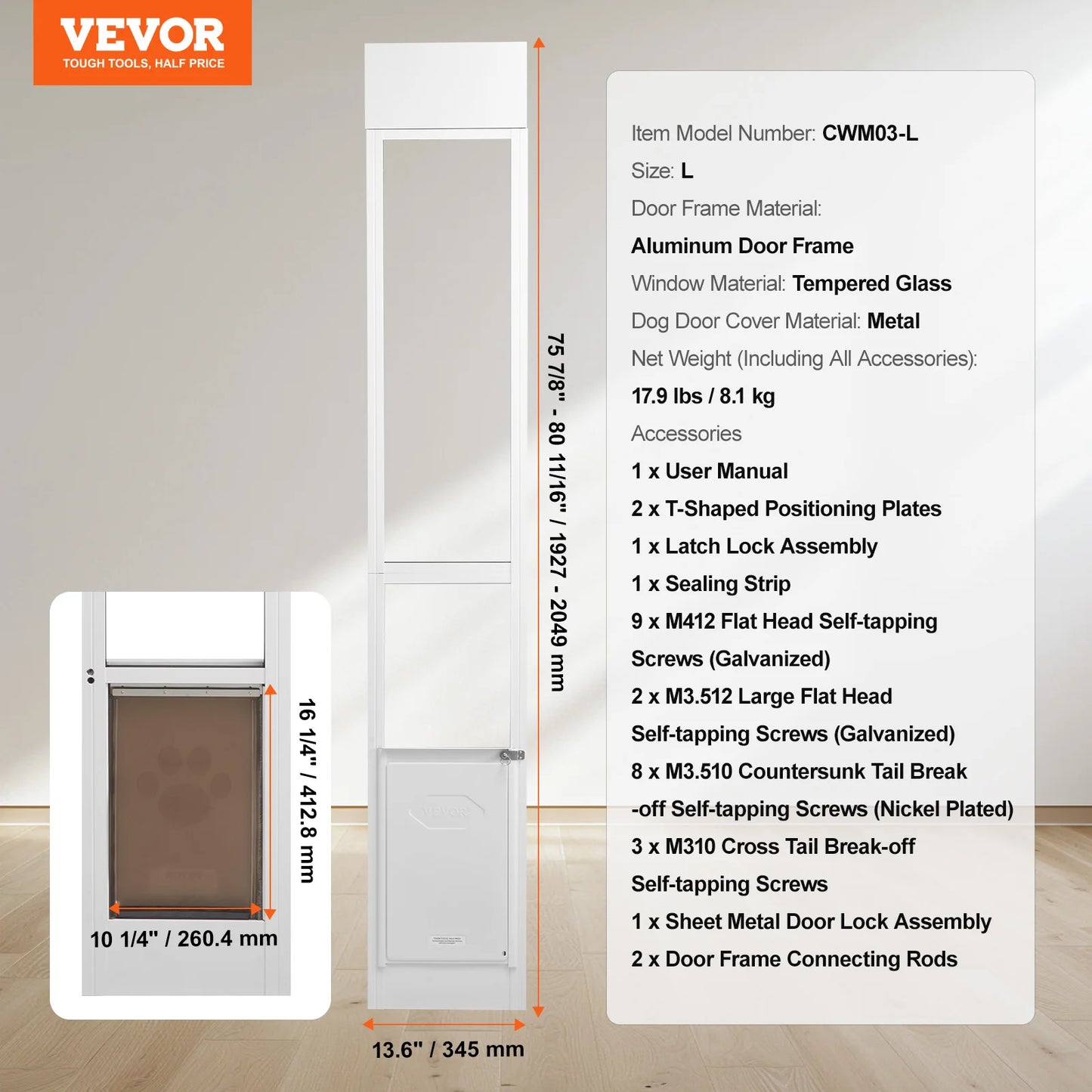 SucceBuy Sliding Glass Dog Door For Home Pet Gate Easy