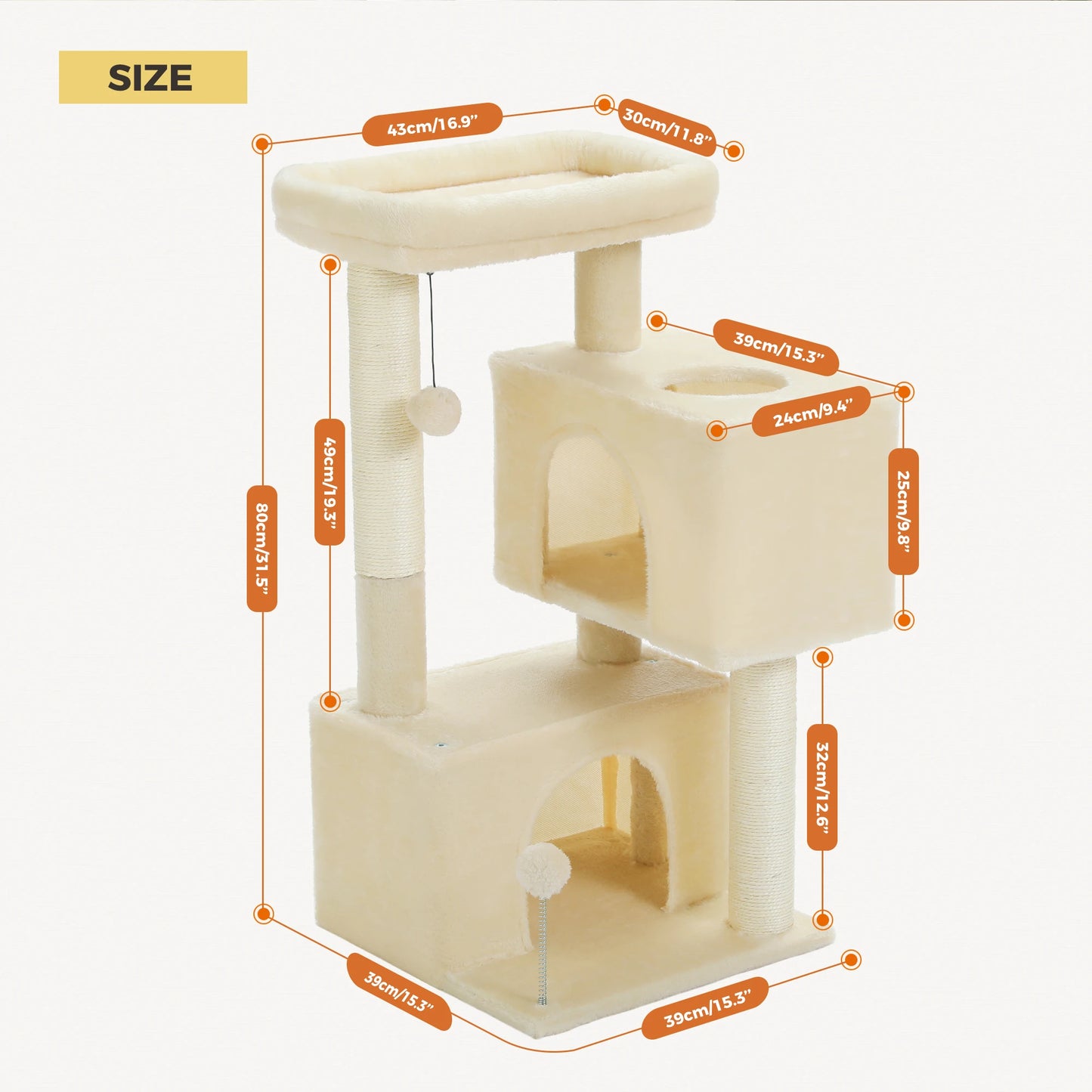 PAWZ Road Large Cat Tree Indoor Multi Level Tower With Condos And Scratching Pads