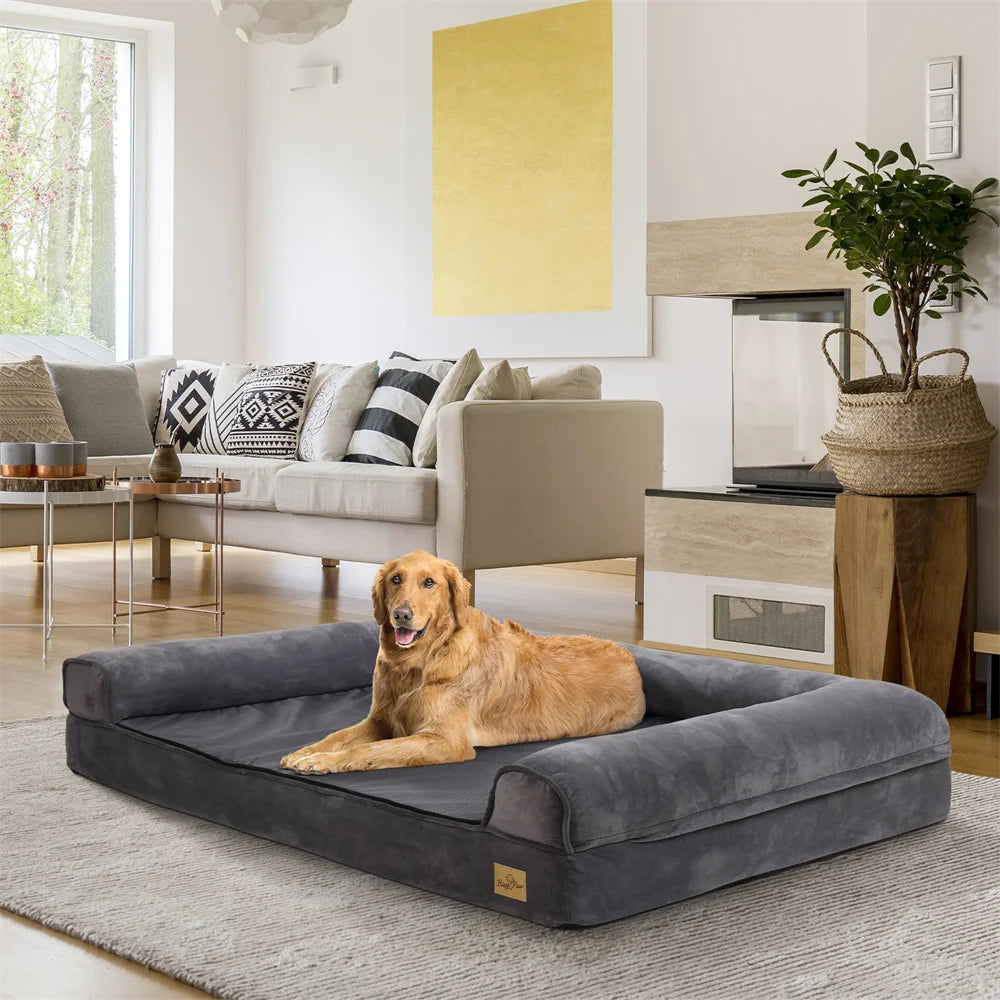 BORWARTCN Calming Orthopedic Memory Foam Dog Bed Removable Cover