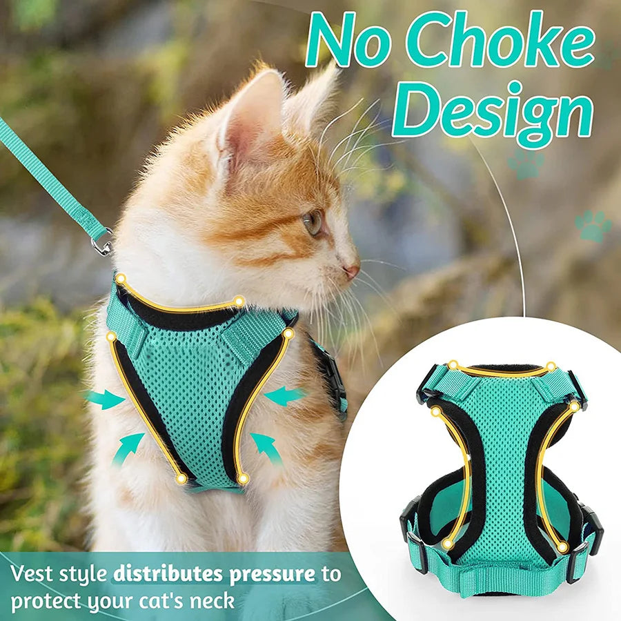 Cat Harness and Leash for Walking Escape Proof Adjustable Vest