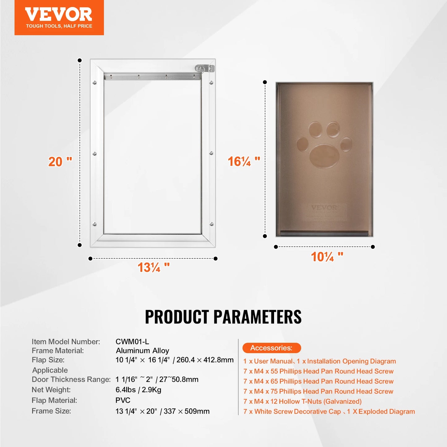 NONEDog Door Aluminum Frame Pet Door With Lockable Flap