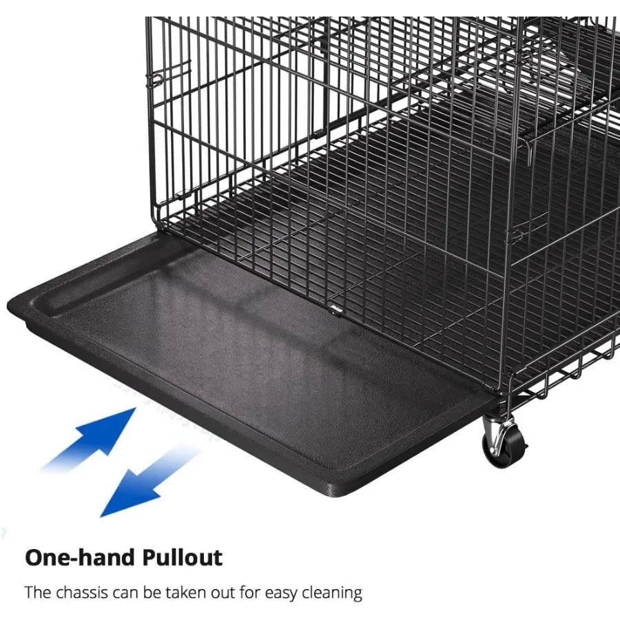 4-Tier Cat Cage 51 Inch Cat Crate Kennel Enclosure Playpen Large Metal Pet Cat Kitten Ferret Animal House Cage Indoor Outdoor w