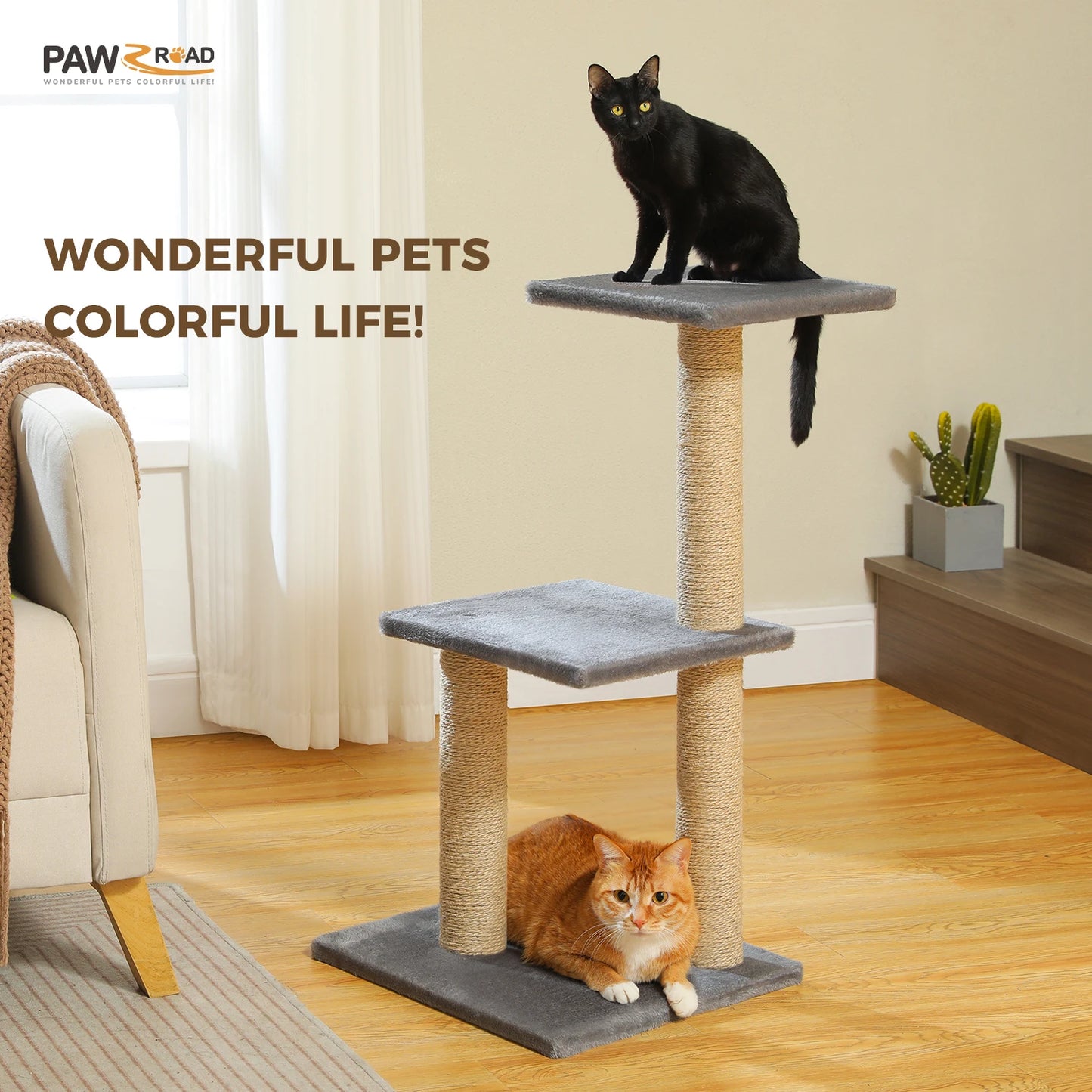 PAWZ Road Cat Tree Tower With Scratching Posts Hammock