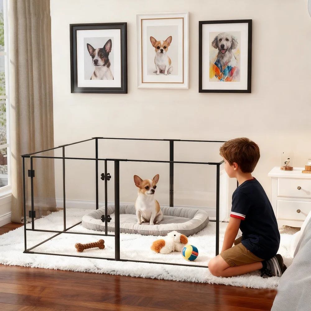 Borwar Acrylic Dog Playpen Enclosure For Indoor Pets And Cats