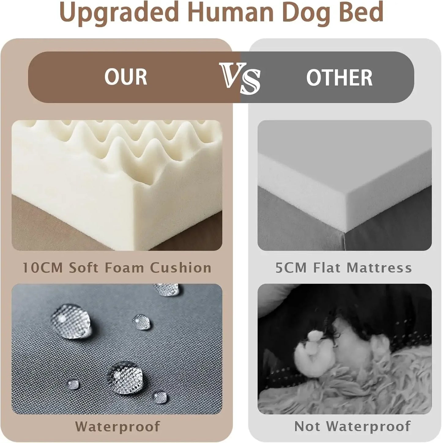 Human Dog Bed,71''x45''x12''Size Fits Adult and Pet Washable Giant People Dog Bed 10 CM Thick Memory Foam Large Oversize Dog Bed