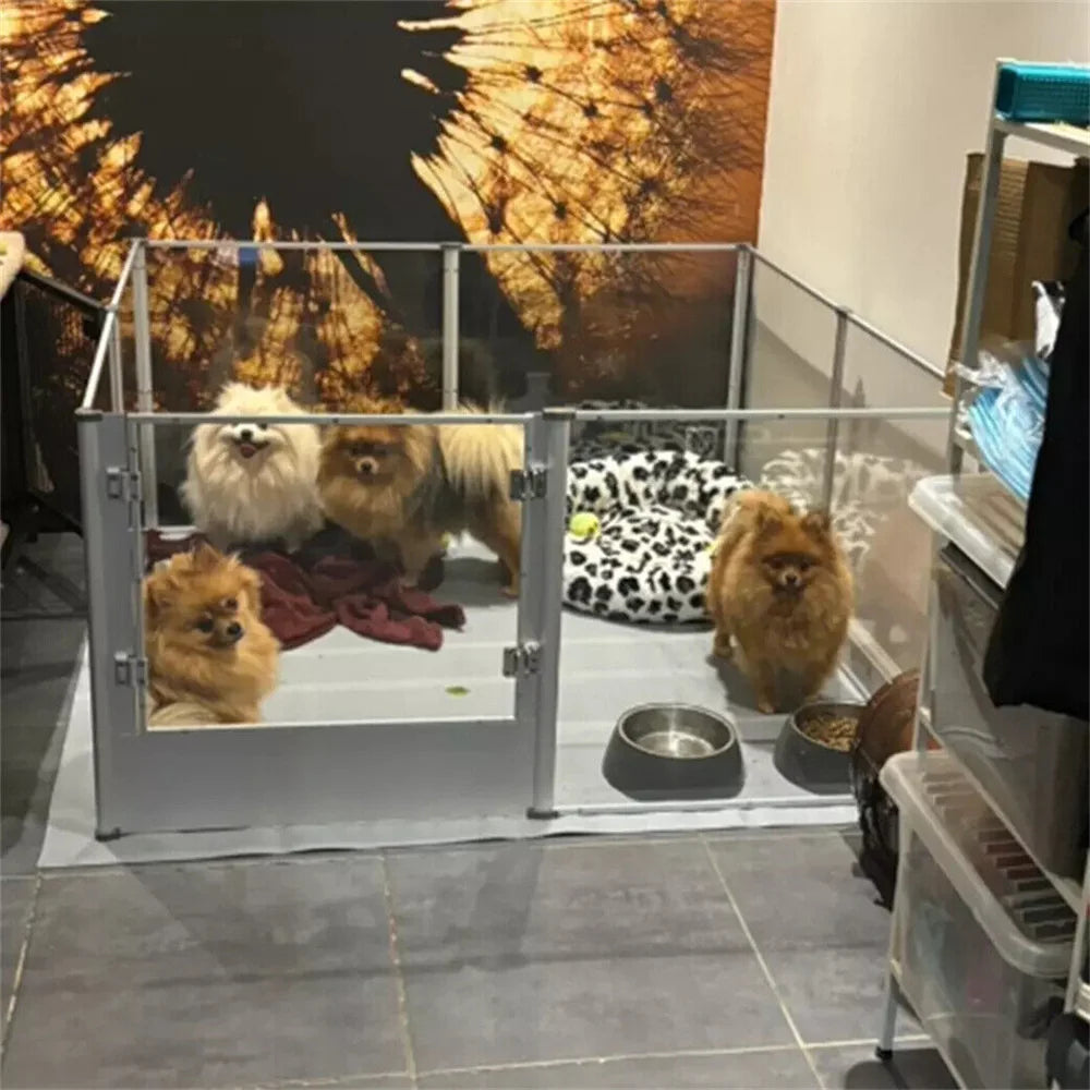 Borwarth Acrylic Dog Playpen Cage Whelping Pen Indoor Enclosure With Waterproof Pad