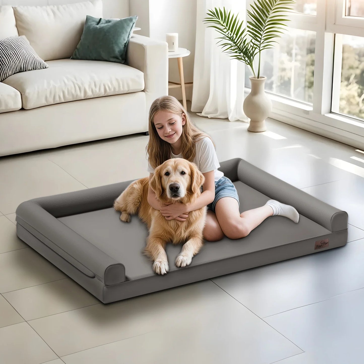 BINGOPAWCN PremiumQuality Microfiber Leather Dog Bed With Orthopedic Memoryfoam Comfort