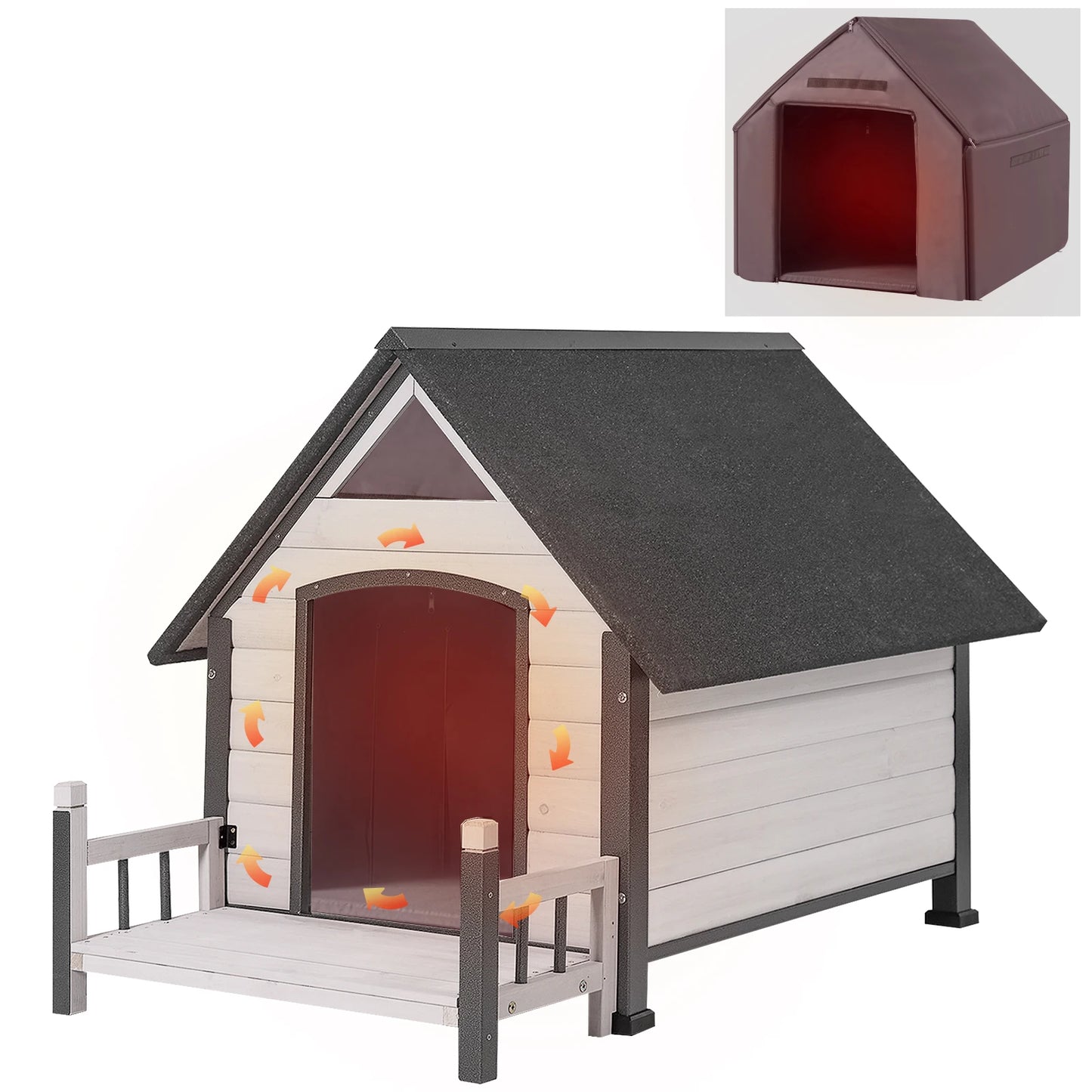 Zoropug Insulated Dog House With Liner And Iron Frame