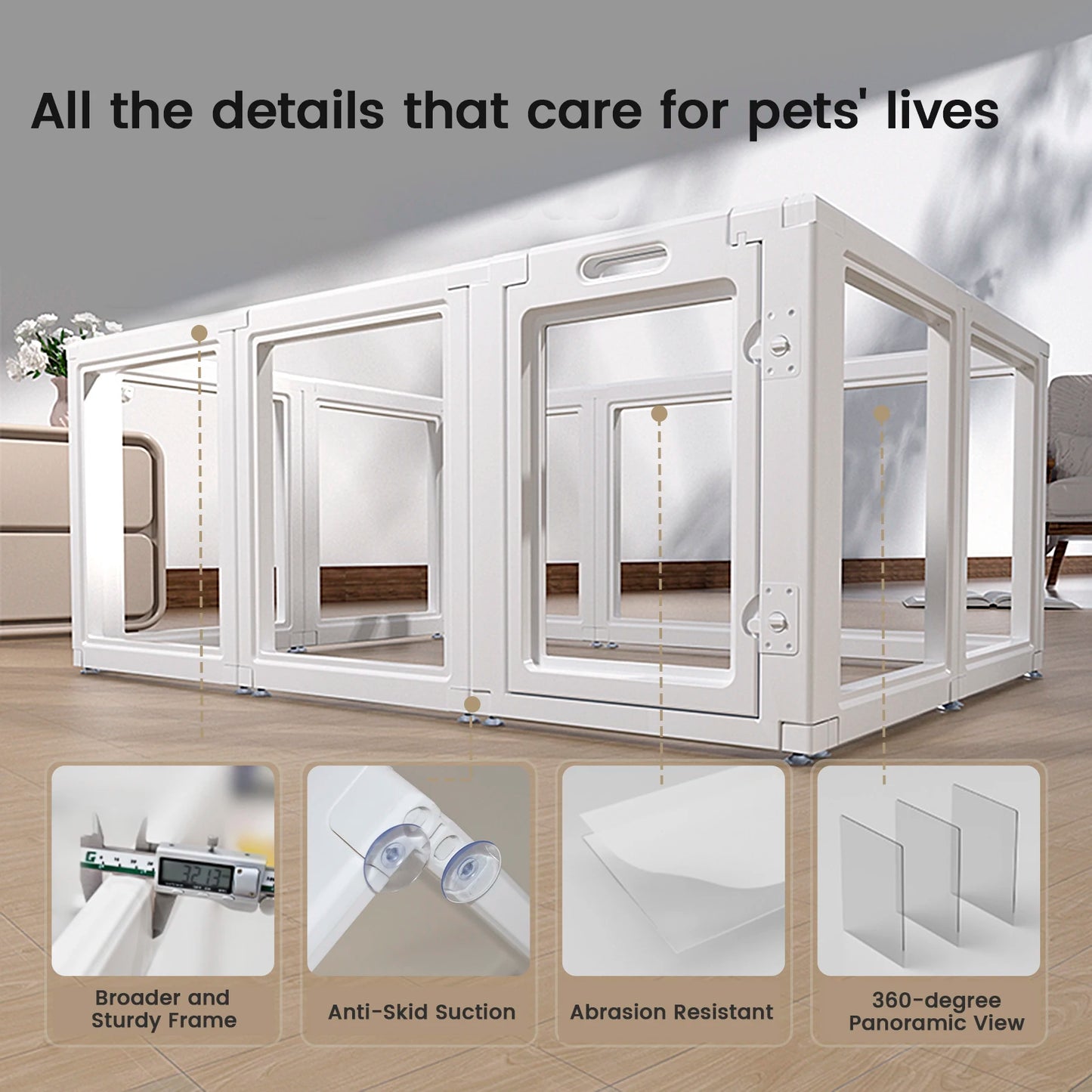 Dog Door Clear Playpen Fence for Small and Medium Dogs