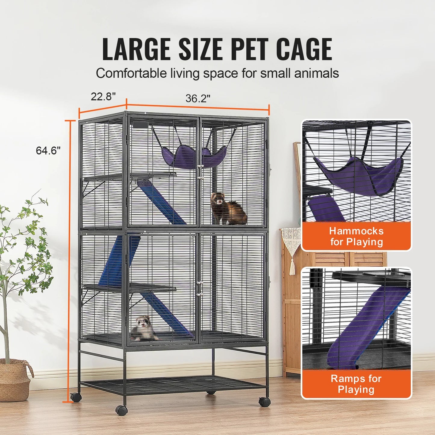SucceBuy Rolling Metal Ferret Cage 4-Tier Critter Nation Cage