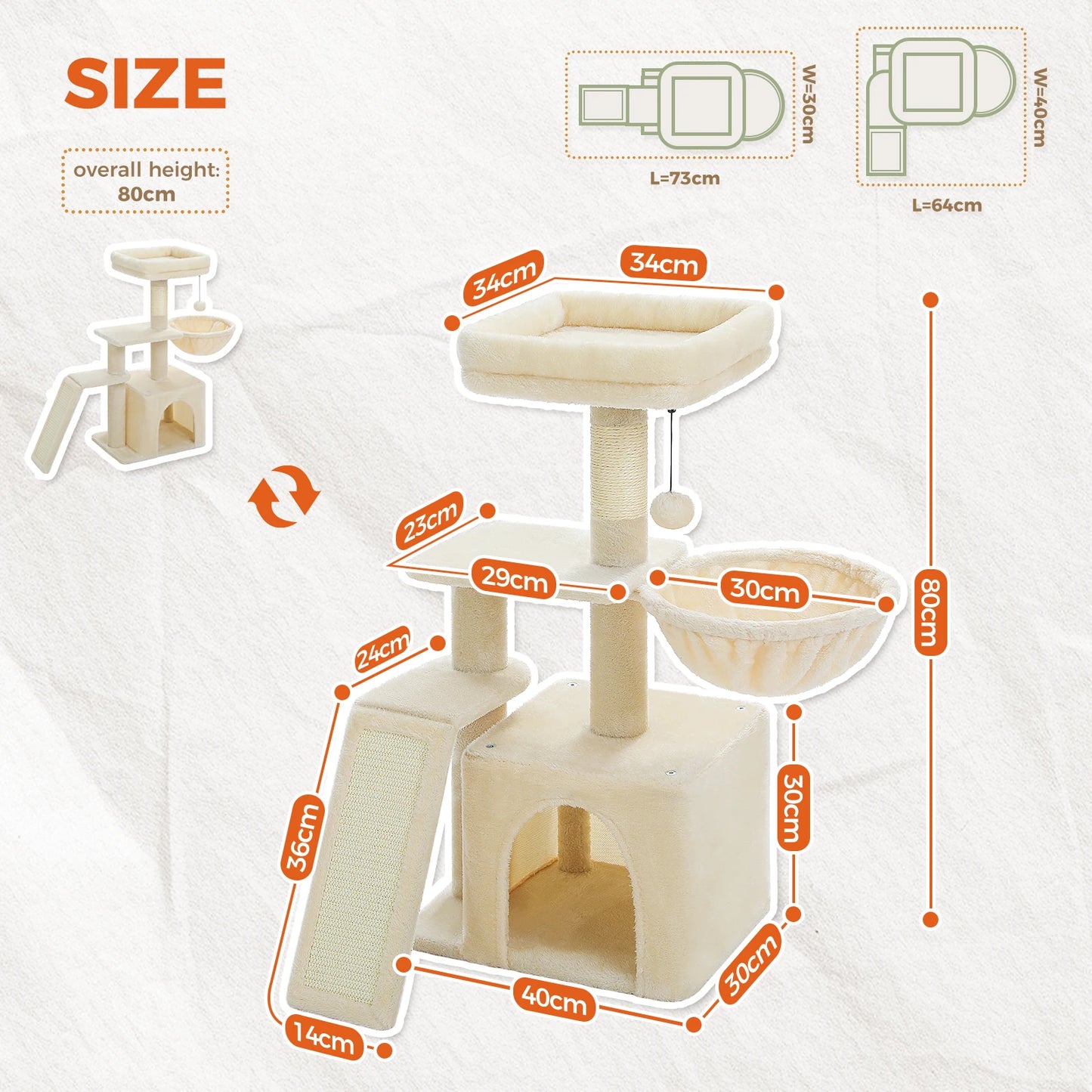 PAWZ Road Cat Tree Tower for Indoor Cats 3-Tier Activity and Scratching Posts