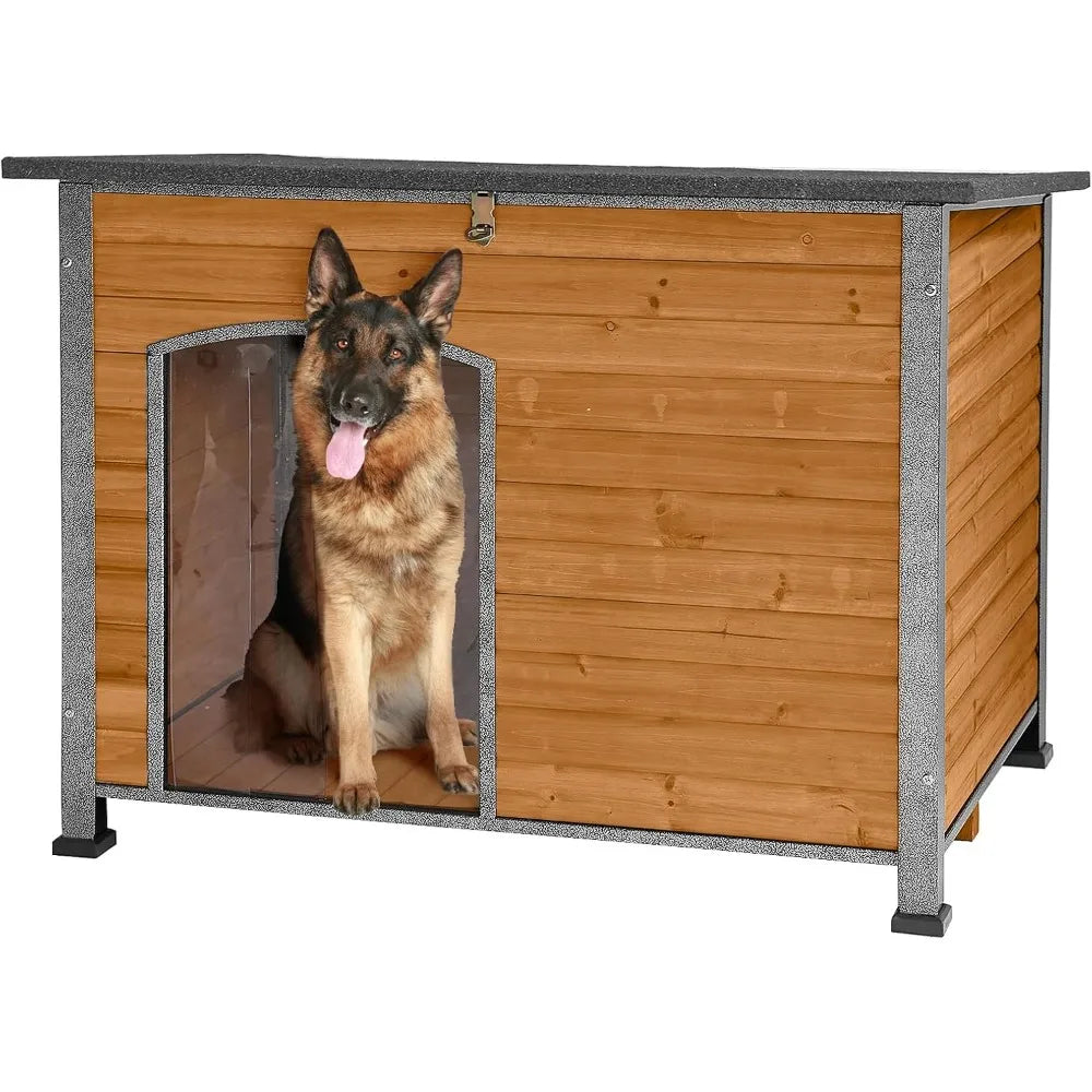 House for Small to Large Sized Dogs - Indoor Outdoor Puppy Shelter with Elevated Floor, Durable Waterproof Dog Kenn