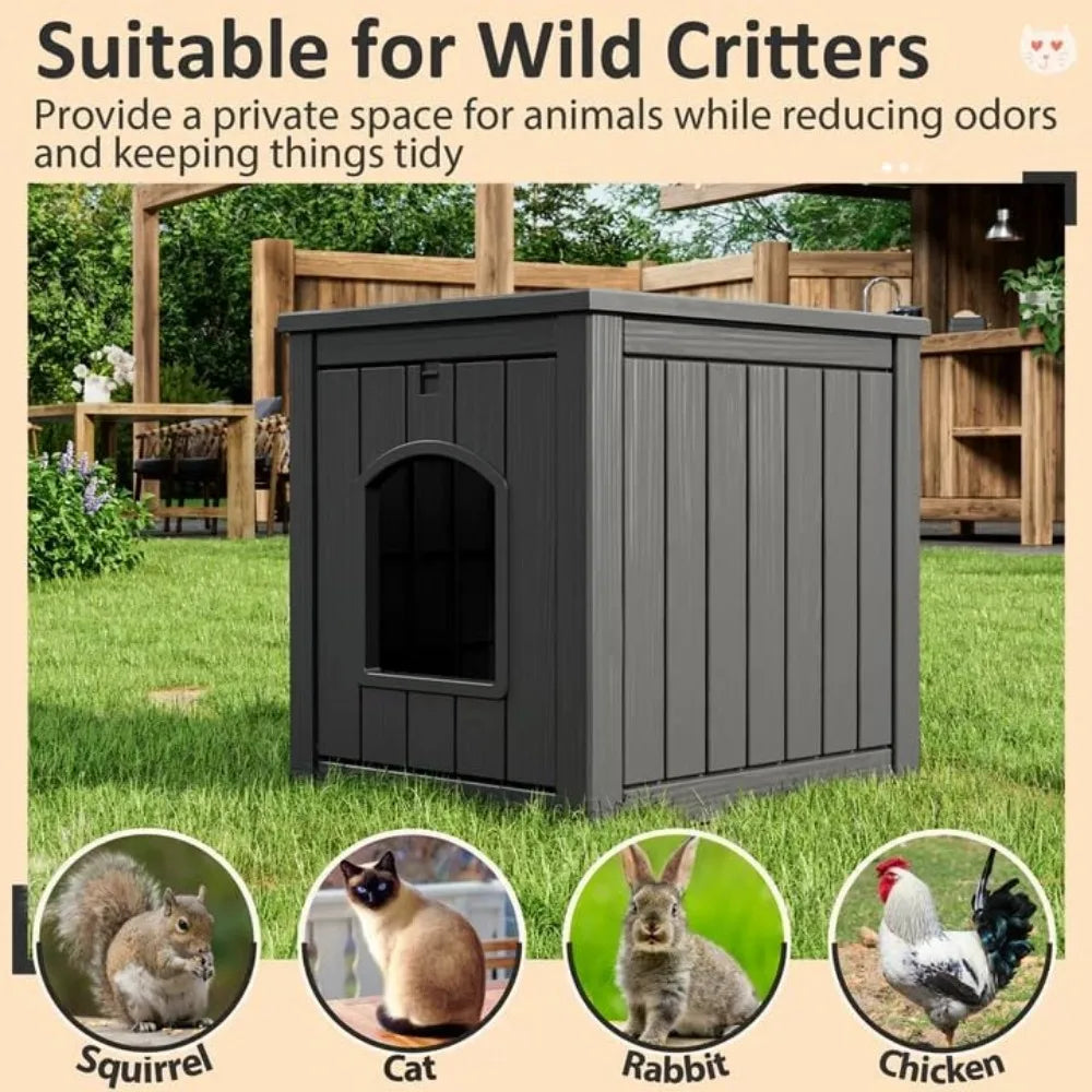 Weatherproof Insulated Outdoor Cat House For Winter Durable UV Resistant Resin Shelter For Feral And Domestic Cats