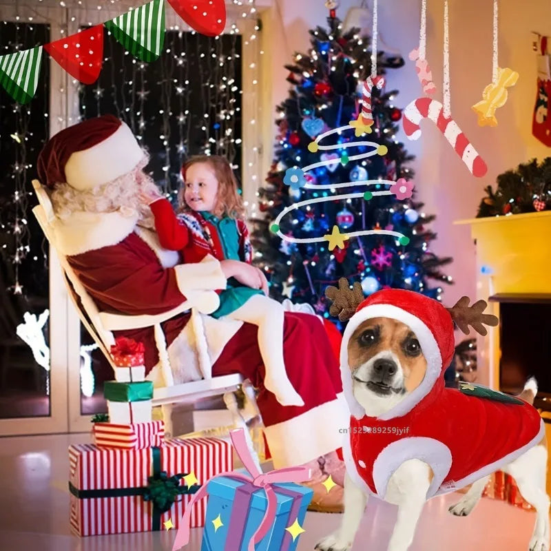 Guangdong Christmas Dog Costume Antlers Hoodie For Small Dogs