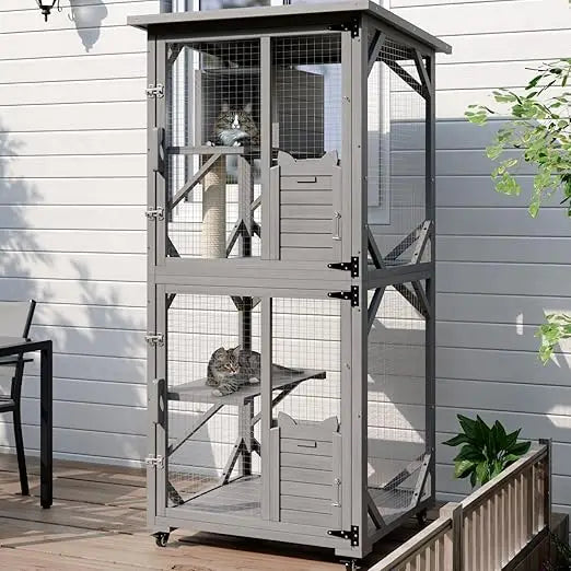 Closure Outdoor Catio Cat Enclosure With Waterproof Roof And Platforms