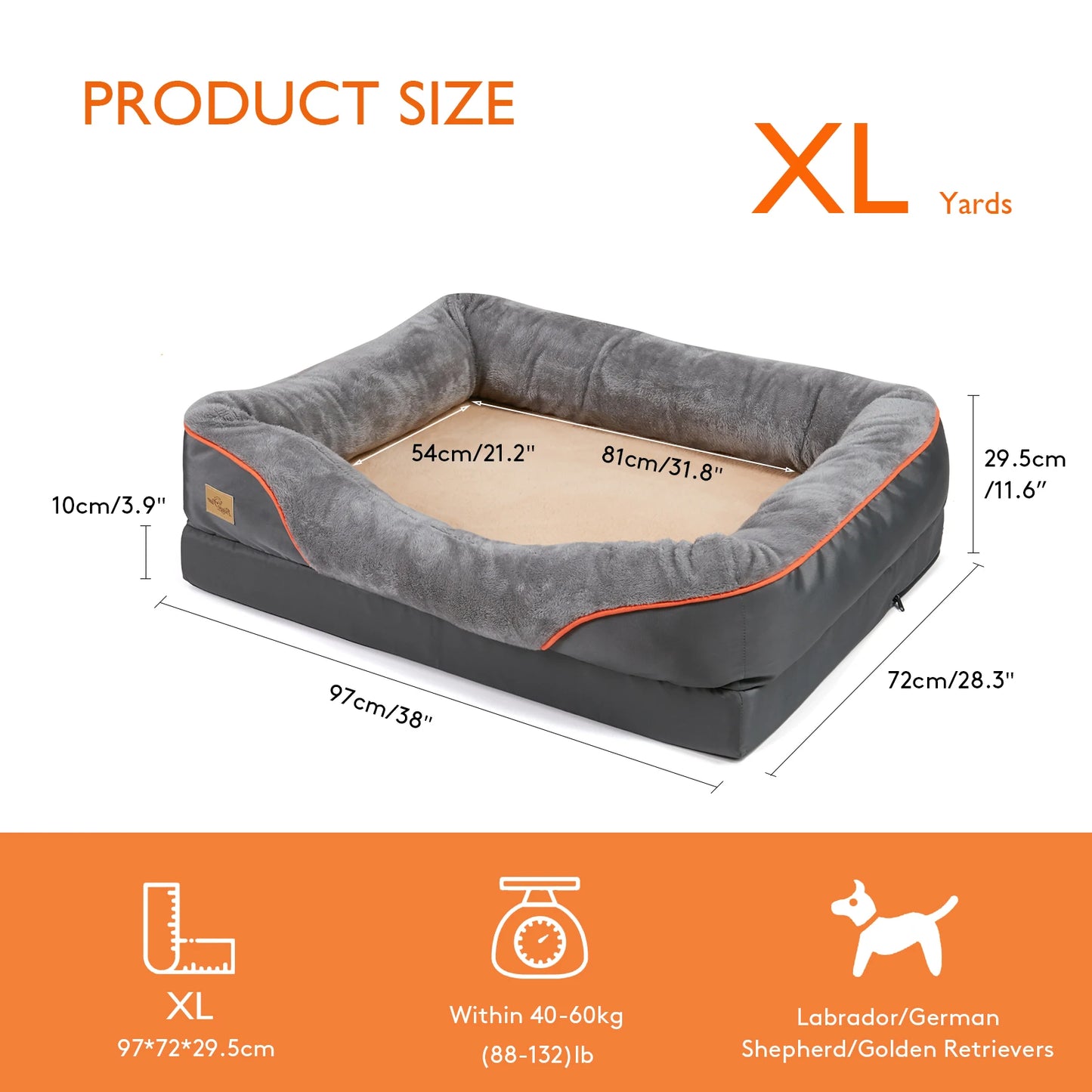 BINGOPAW Orthopedic Memory Foam Dog Bed Bolstered Cushion