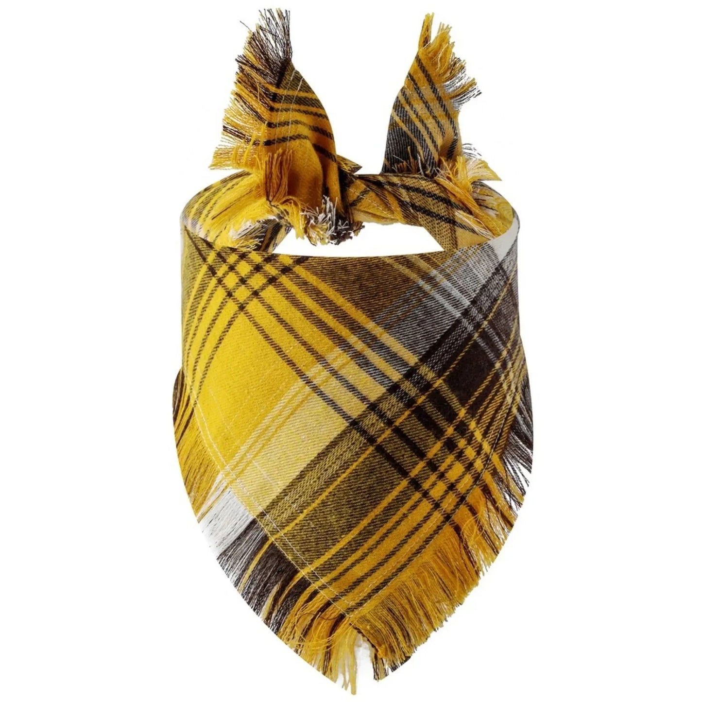 Trendy Pet Dog Bandana with Tassels Edges Classic Plaid Scarf Funny Dog Apparel Accessories Christmas Party Dress-Up Photo Prop