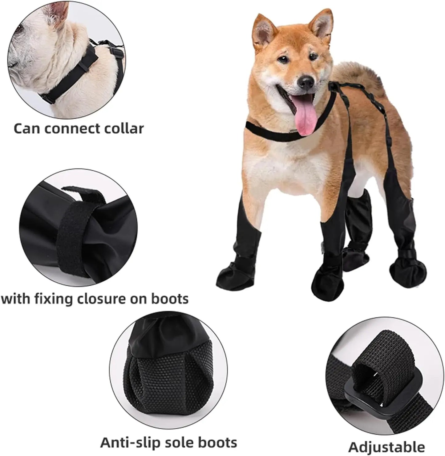 NONECN Outdoor Dog Boots Leggings Suspender Boots Waterproof Paw Protectors