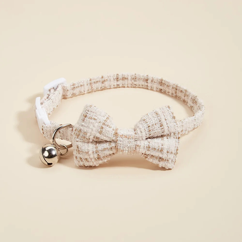 Bow Cat Collar Adjustable Pet Bow Tie Collar with Safety Buckle and Bell Decoration Suitable for Kittens & Puppies Cat Necklace