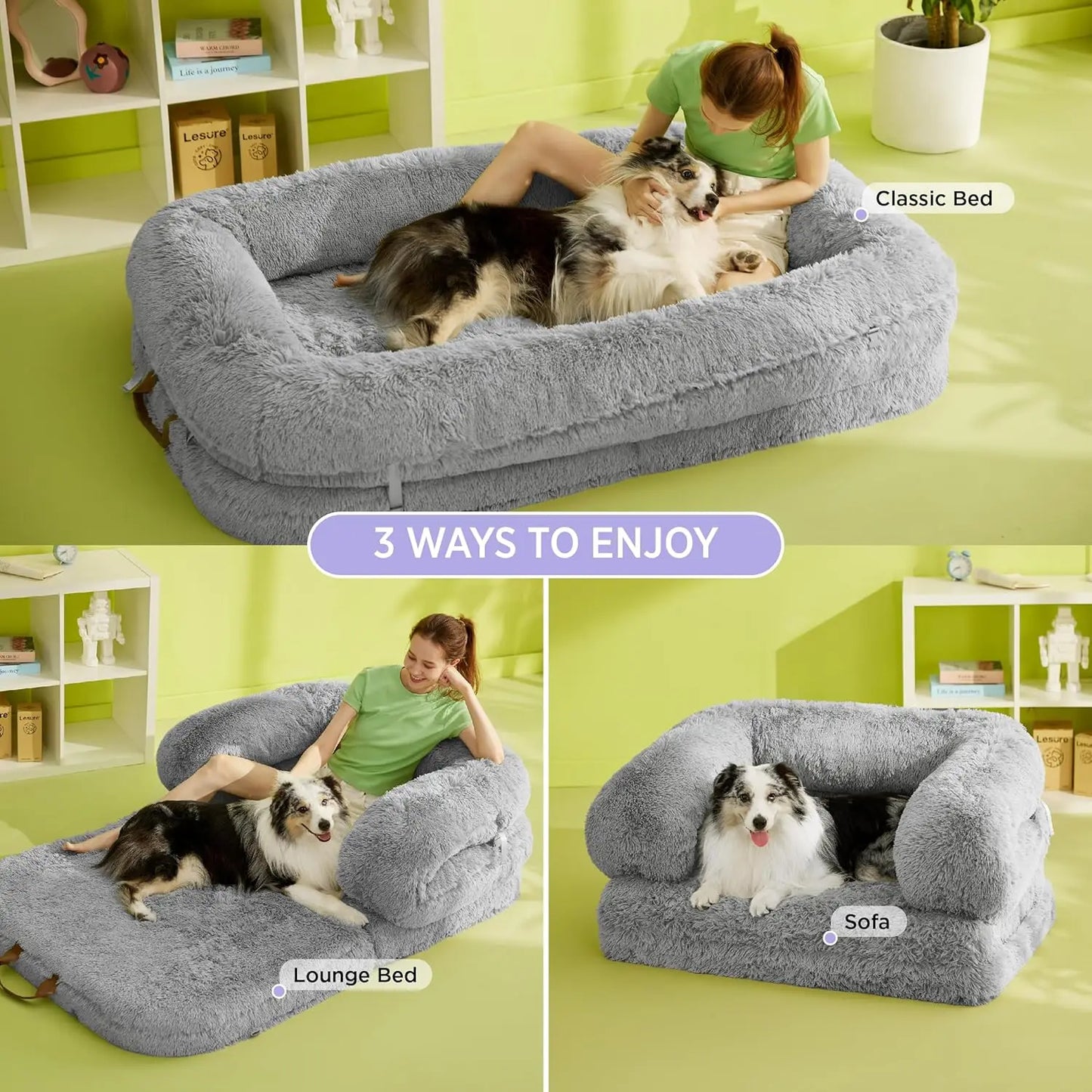 Foldable 3in1 Orthopedic Bed For Humans And Dogs With Waterproof Cover
