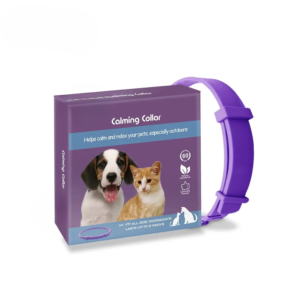 Calming Collar For Cats And Dogs Adjustable With Natural Pheromone Blend Lavender Chamomile
