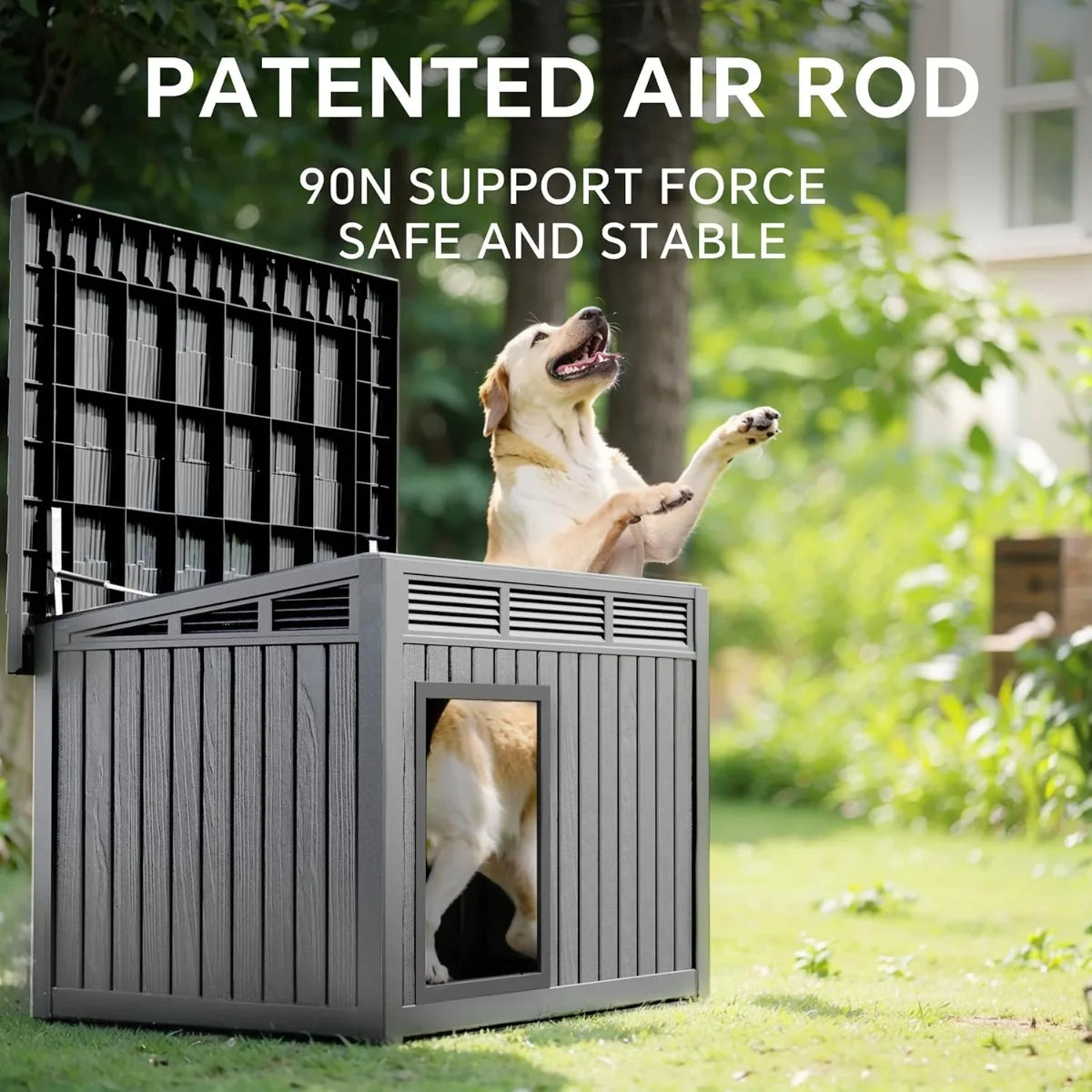 Waterproof Dog House For Indoor And Outdoor Use With Air Vents And Elevated Floor
