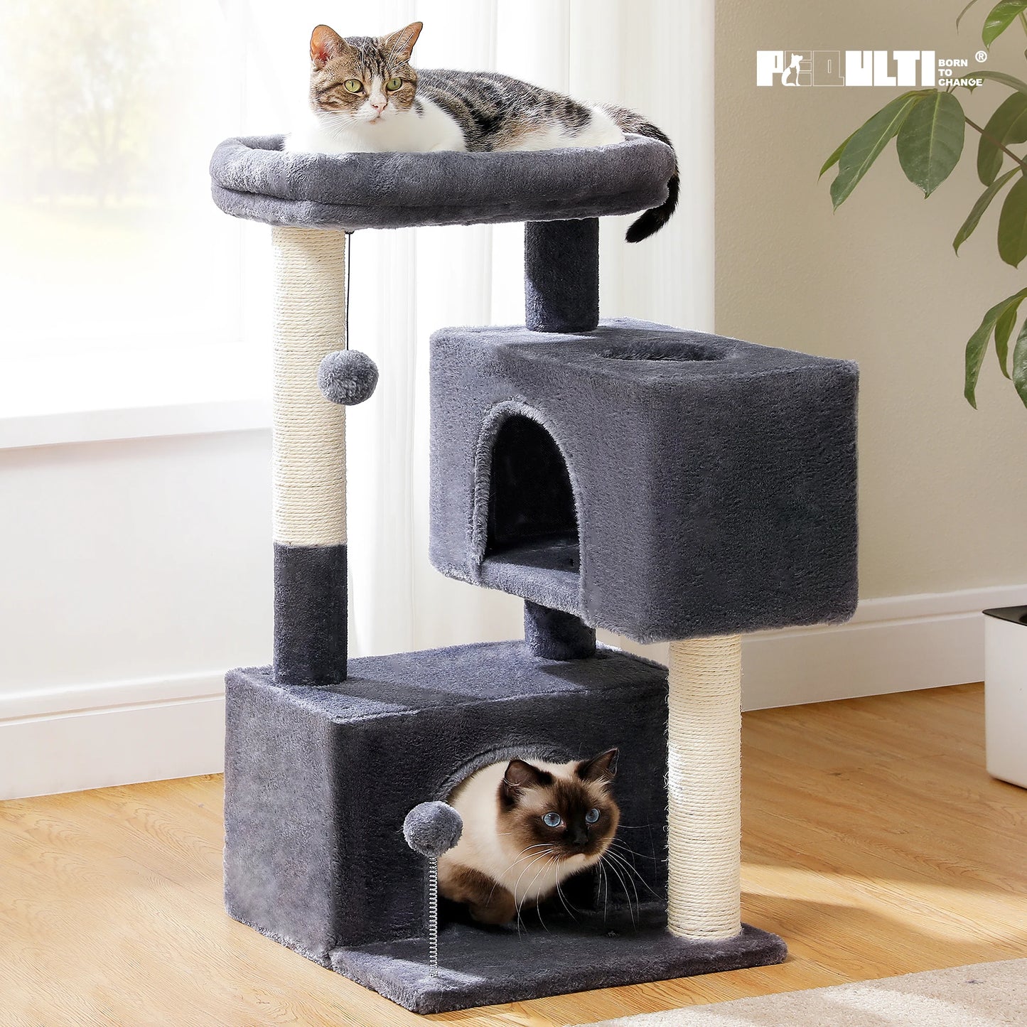 PAWZ Road Large Cat Tree Indoor Multi Level Tower With Condos And Scratching Pads