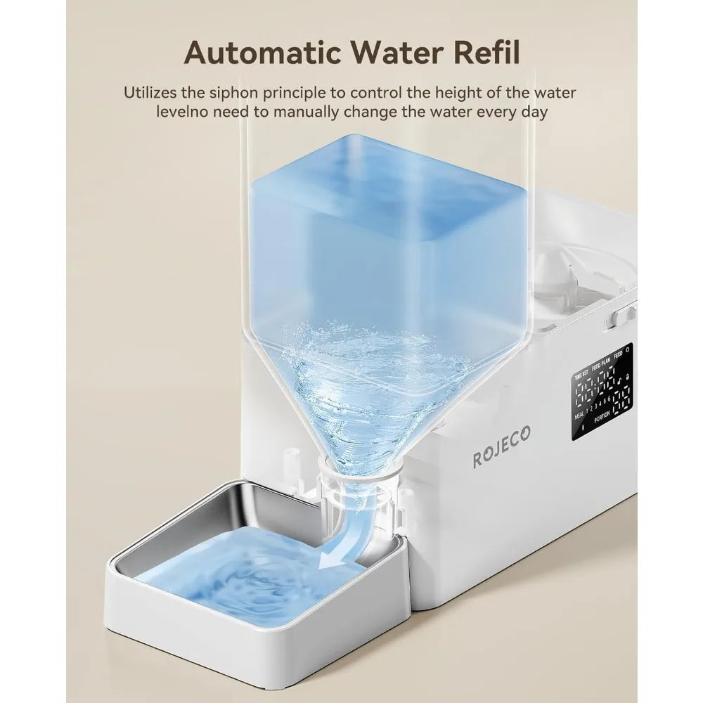 Automatic Pet Feeder And Water Dispenser For Cats And Dogs Stainless Steel Bowls