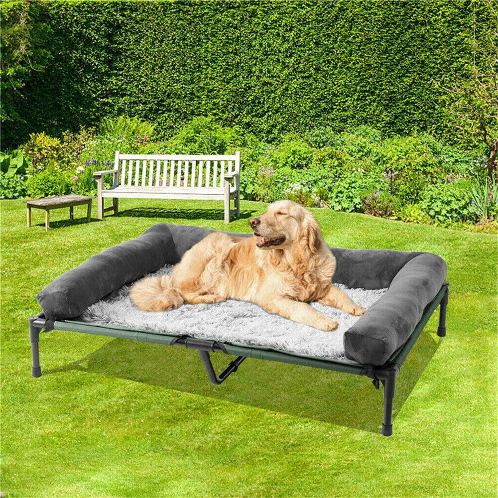 BORWARTCN Outdoor Raised Dog Bed With Cooling Breathable Mat