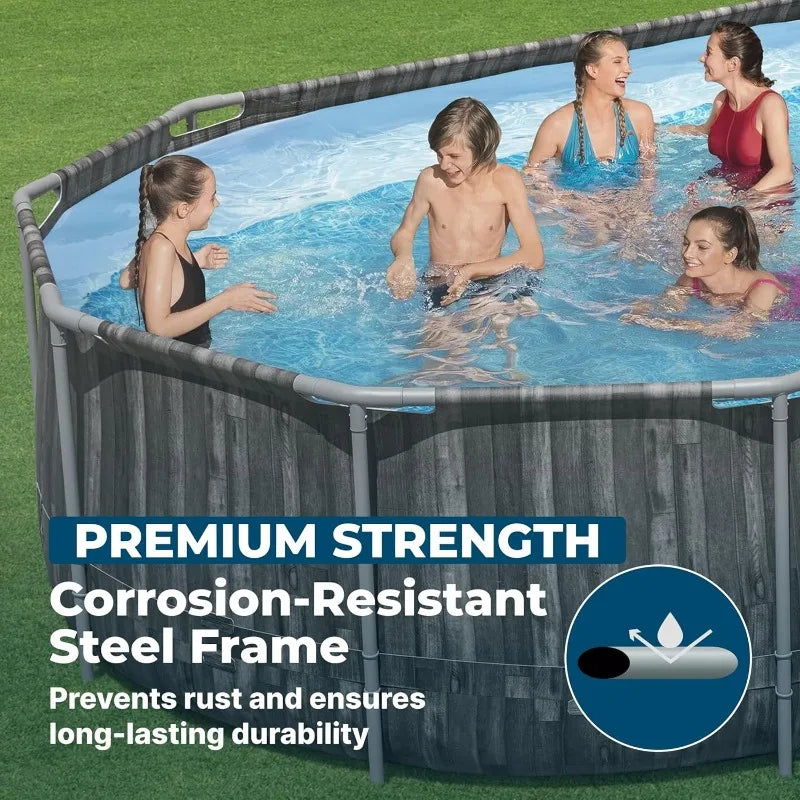 Bestway Power Steel 20’ x 12’ x 48” Above Ground Pool, Oval Metal Frame Outdoor Swimming Pool Set with Filter Pump, Ladder