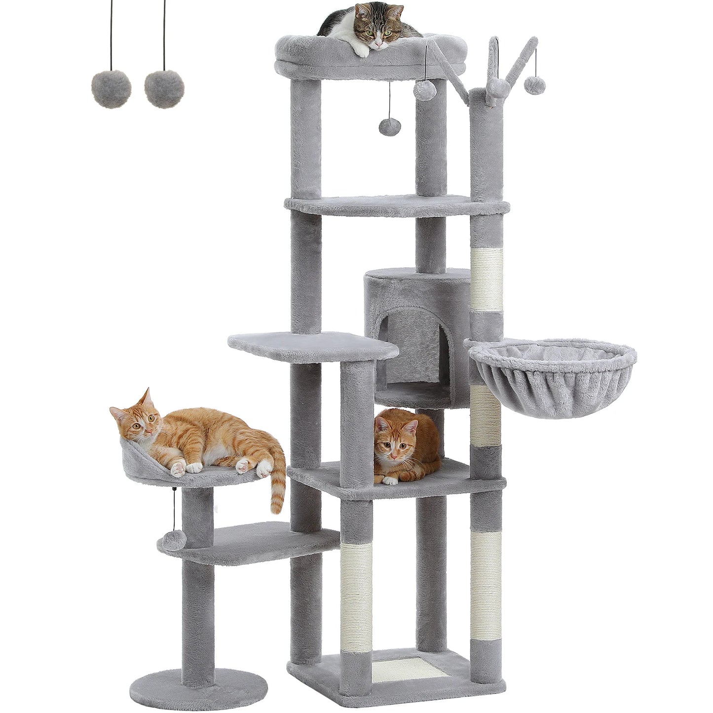 PEQULTICN PremiumQuality Multi-Level Cat Tree With Scratching Posts And HammocksElite