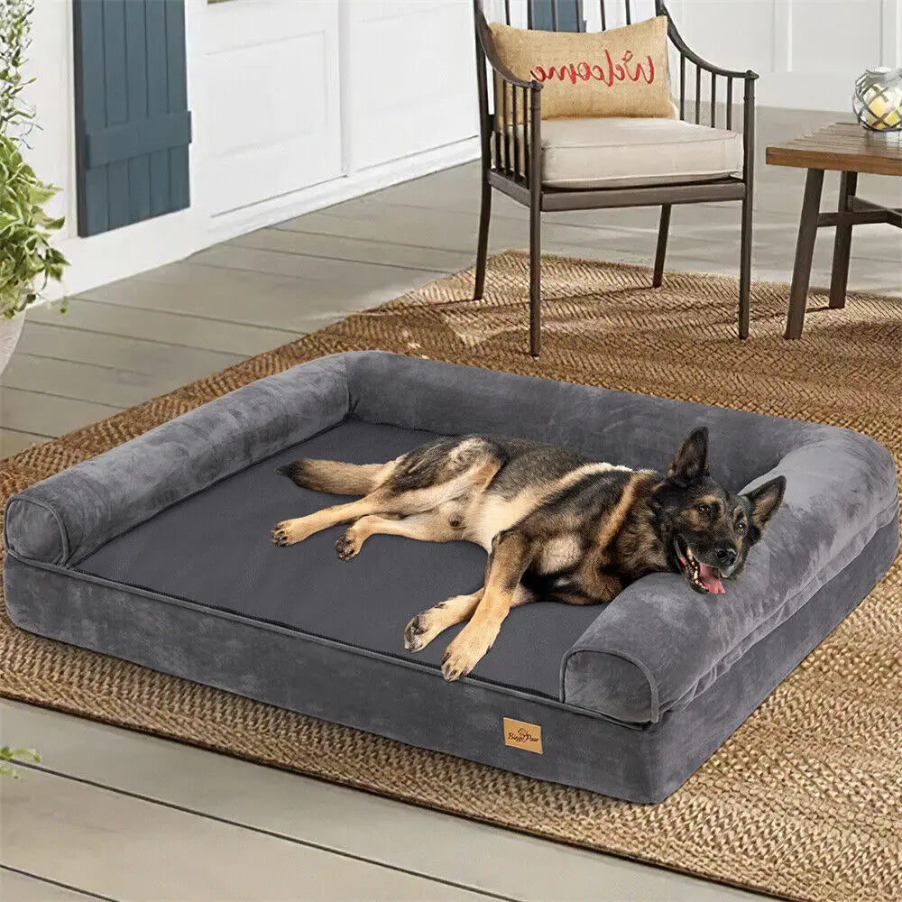BORWARTCN Calming Orthopedic Memory Foam Dog Bed With Durable Waterproof Cover For Joint Support