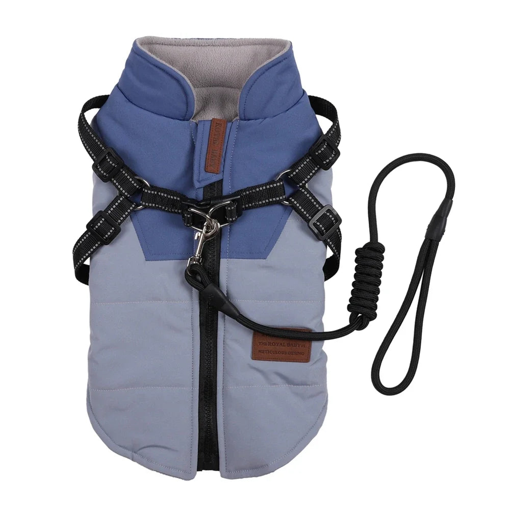 Winter Dog Jacket With Harness Waterproof Coat For Large Breeds