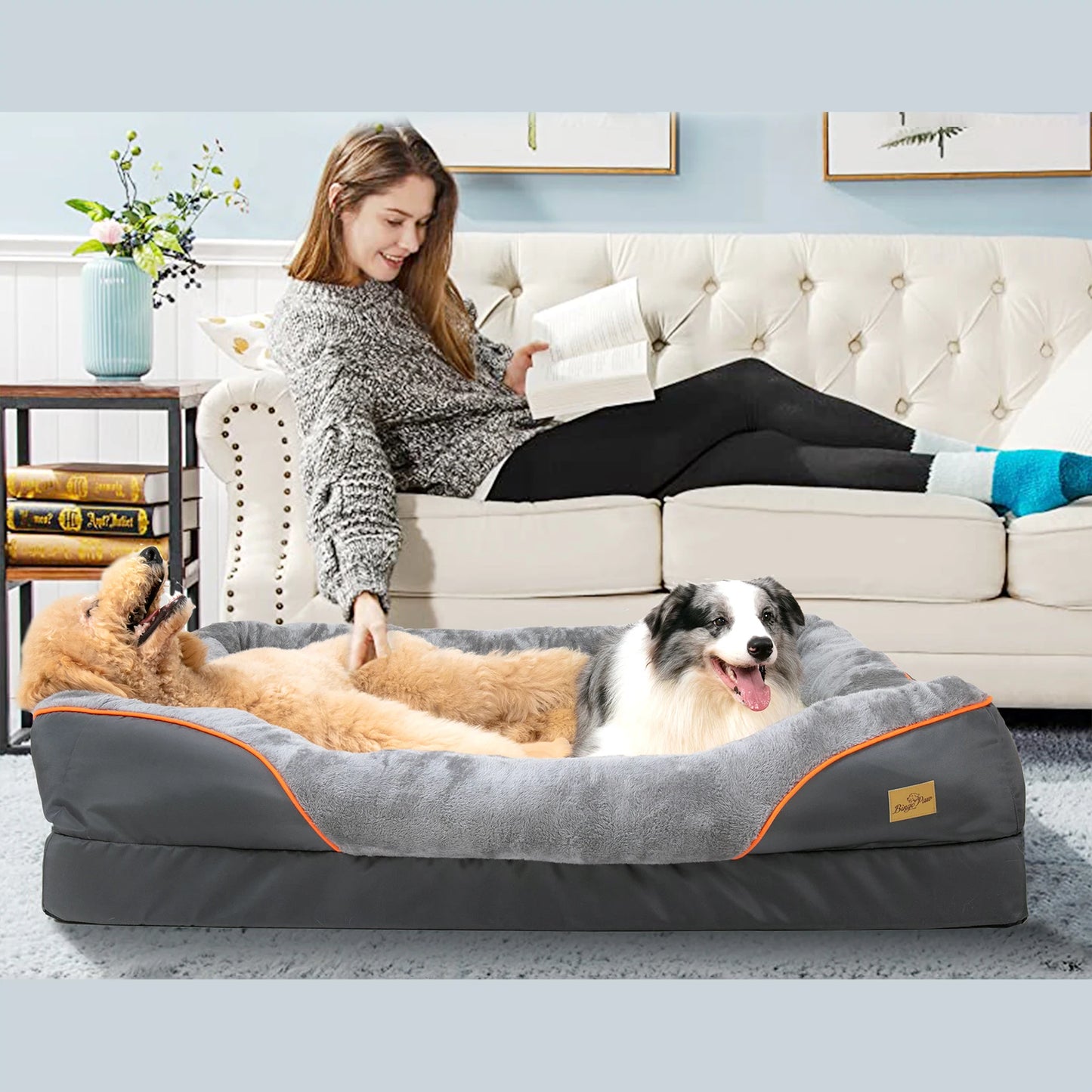 BINGOPAW Antiallergy Dog Bed With Removable Washable Cover And Waterproof Non Slip Bottom