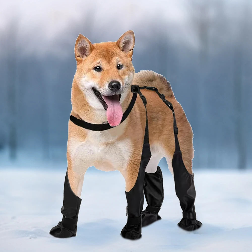 NONECN Outdoor Dog Boots Leggings Suspender Boots Waterproof Paw Protectors