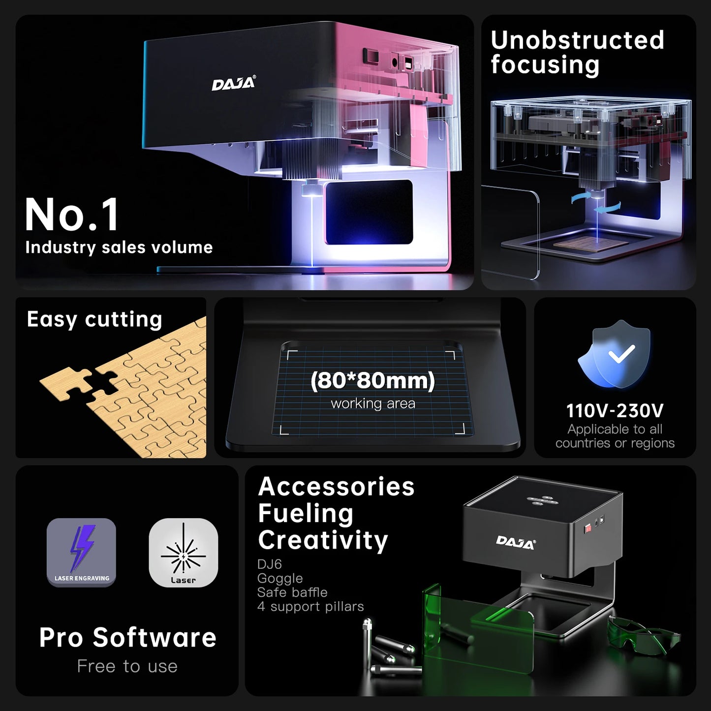 DAJA DJ6 Mini Portable Laser Engraver Bluetooth CNC