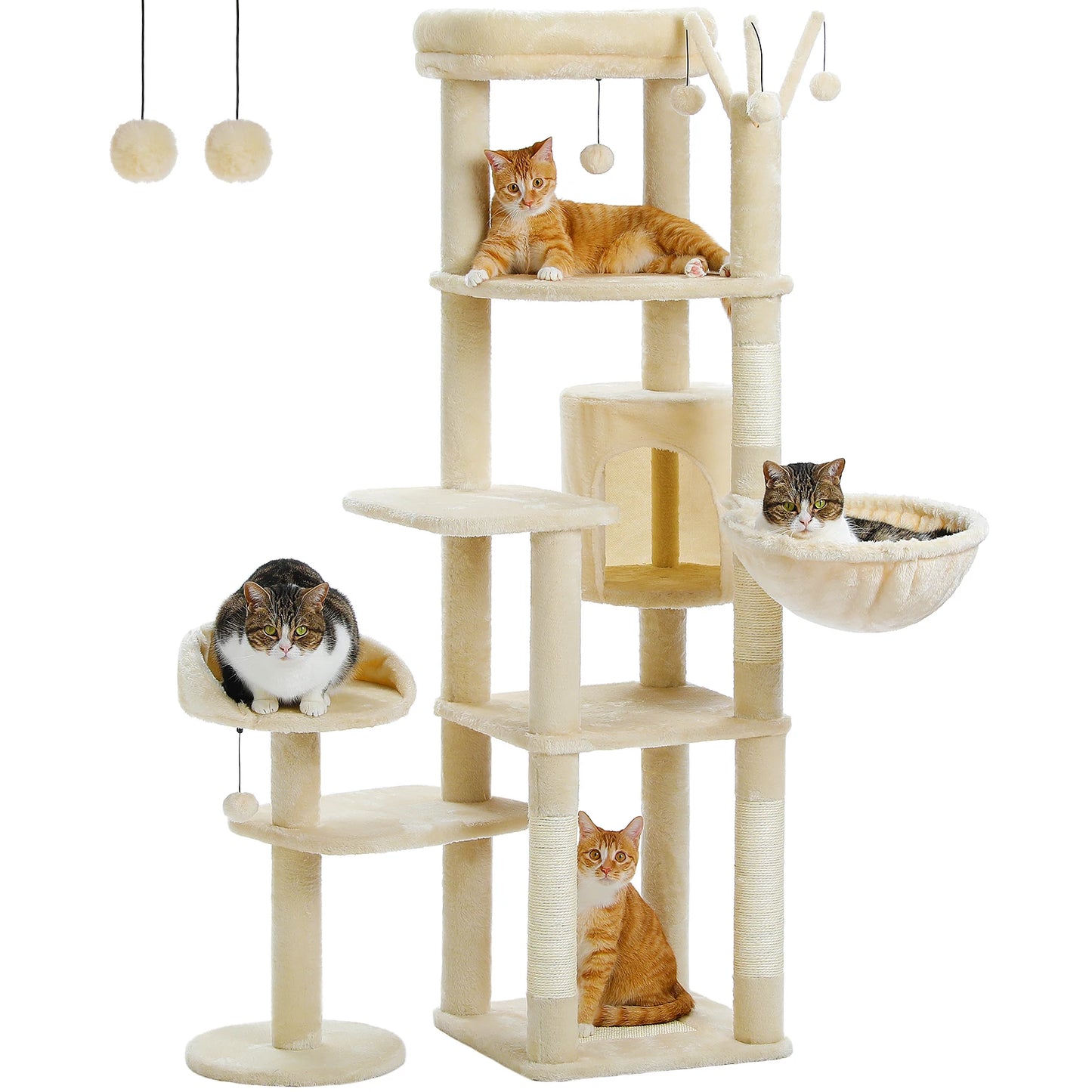 PEQULTICN PremiumQuality Multi-Level Cat Tree With Scratching Posts And HammocksElite