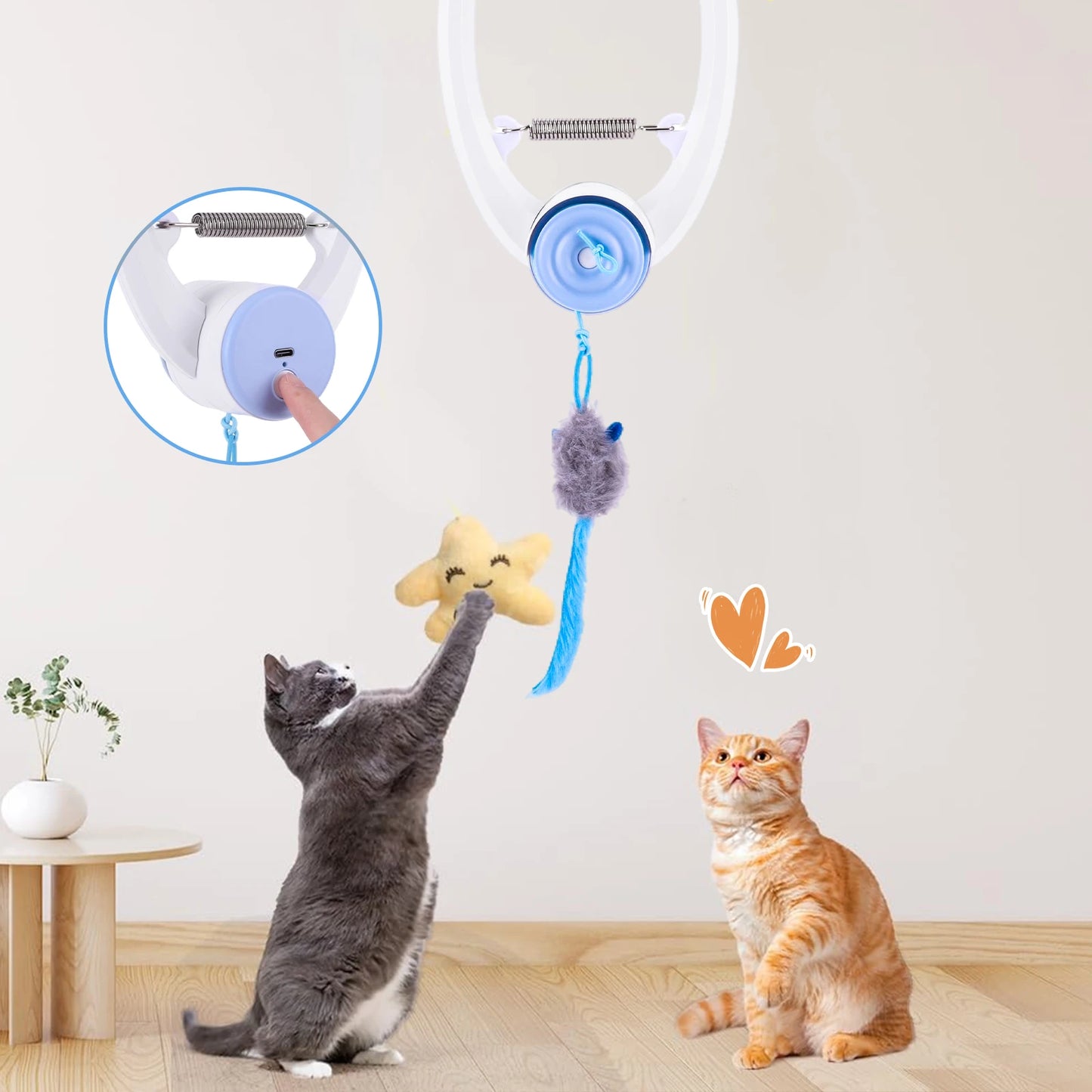 NONEDoor Door Hanging Automatic Retractable Kitten Teaser With Catnip Mice