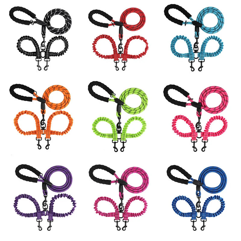 YTYINCN Double Dog Leash Coupler Elastic Nylon Leads