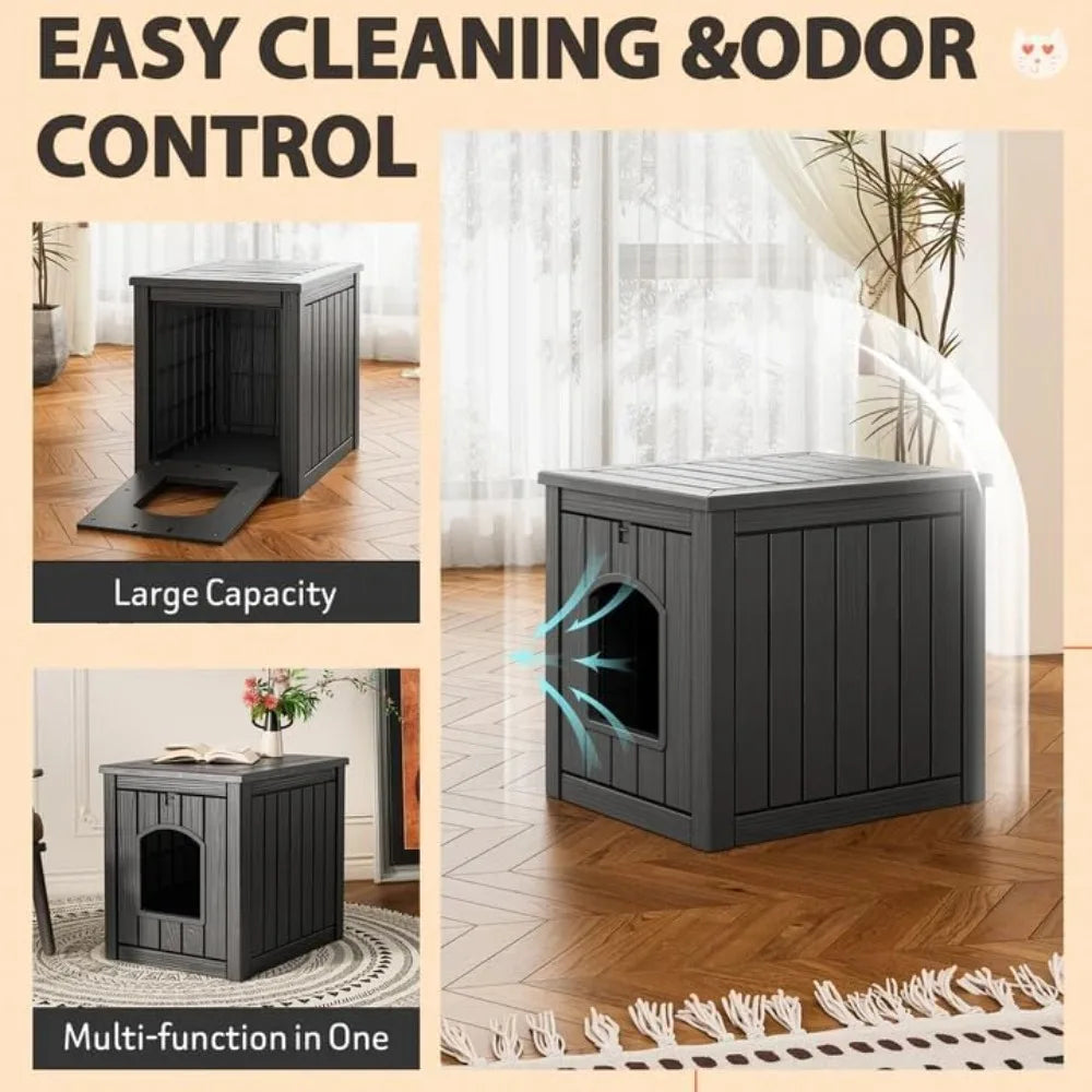 Weatherproof Insulated Outdoor Cat House For Winter Durable UV Resistant Resin Shelter For Feral And Domestic Cats